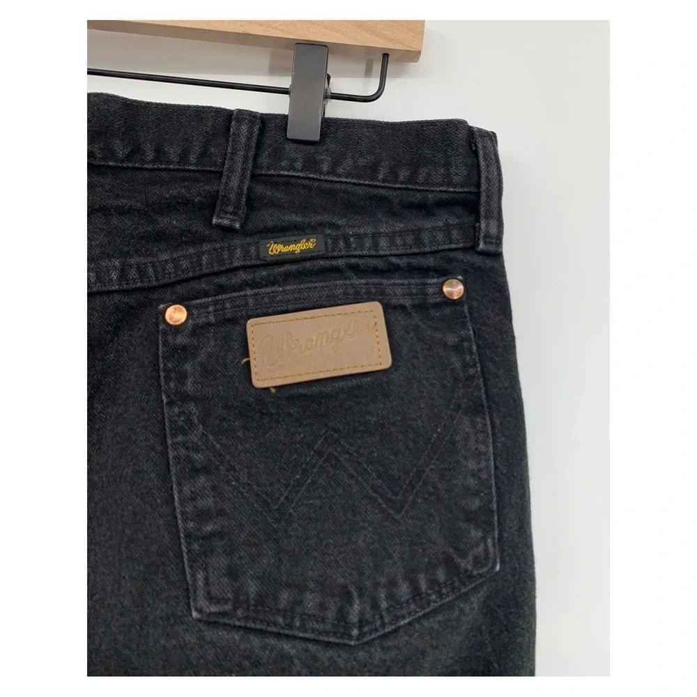 Vintage Wrangler Jeans Men 36x34 Black Cowboy Cut 13MWZWK Denim Made USA